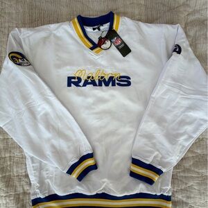 Men’s White Malbon Golf x LA Rams Pullover Jacket